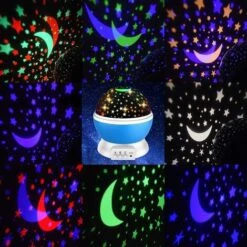 Star Projector For Children, Rotating 360 Degrees, 4 LED Desk Lamp 17 Colors Changing With USB Cable, Unique Gifts For Nursery And Baby's Room And Party Decorations… (blue) SOEKAVIA -Home Lighting 38919516 3
