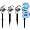 Set Of 4 Silver Aluminium LED Spot Spike Lights With Inline Drivers