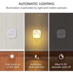 LITZEE LED Nightlight, Self-adhesive Wall Lamp With Motion Sensor And Light Sensor, LED Child Nightlight For Baby Room, Bedroom, Garage And Hallway (Warm White) -Home Lighting 42523661 4