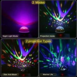 LITZEE Star Projector Night Lights For Kids, Novelty Moon Star/ Sea Animal 2-in-1 Night Lighting Lamp, Multi-Color Star Light Rotating Projector Toys For 2-8 Years Old Boys Girls Gifts -Home Lighting 43725723 3