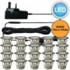 Set Of 20 - 45mm Stainless Steel IP67 Warm White LED Plinth Decking Kit