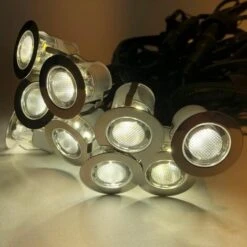 Set Of 10 - 45mm Stainless Steel IP67 Warm White LED Plinth Decking Kit -Home Lighting 43987360 3