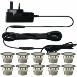 Set Of 10 - 45mm Stainless Steel IP67 Warm White LED Plinth Decking Kit -Home Lighting 43987360 4