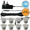 Set Of 8 - 30mm Polycarbonate IP67 Warm White LED Plinth Decking Kit