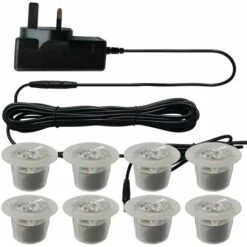 Set Of 8 - 30mm Polycarbonate IP67 Warm White LED Plinth Decking Kit -Home Lighting 43987363 4