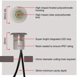 Set Of 8 - 30mm Polycarbonate IP67 Warm White LED Plinth Decking Kit -Home Lighting 43987363 5