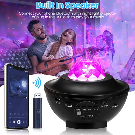 LED Galaxy Projector Night Light Star Party Lamp Starry Wave Speaker Lights 5 LED Galaxy Projector Night Light Star Party Lamp Starry Wave Speaker Lights - Image 5