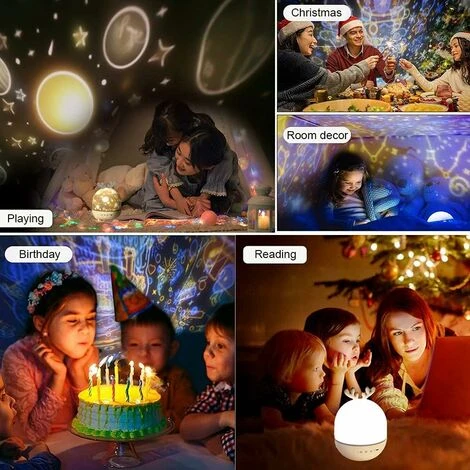 Night Light Projector With Music, Star Light Projecter With Remote Control, 6 Projector Films Baby Nursery Light 360° Rotation Timer Projector Light For Kids Boy Girl Birthday Gift Bedroom/Party Decor 2 Night Light Projector With Music, Star Light Projecter With Remote Control, 6 Projector Films Baby Nursery Light 360° Rotation Timer Projector Light For Kids Boy Girl Birthday Gift Bedroom/Party Decor - Image 2