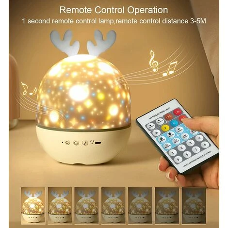 Night Light Projector With Music, Star Light Projecter With Remote Control, 6 Projector Films Baby Nursery Light 360° Rotation Timer Projector Light For Kids Boy Girl Birthday Gift Bedroom/Party Decor 3 Night Light Projector With Music, Star Light Projecter With Remote Control, 6 Projector Films Baby Nursery Light 360° Rotation Timer Projector Light For Kids Boy Girl Birthday Gift Bedroom/Party Decor - Image 3