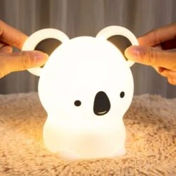 Child Night Light, Baby Night Light, Rechargeable LED Electric Socket Night Light, Touch Bedside Lamp, Koala Portable Night Light Girl Boy Adult, 7 Colors Silicone USB Lamp, Bedroom Night Light