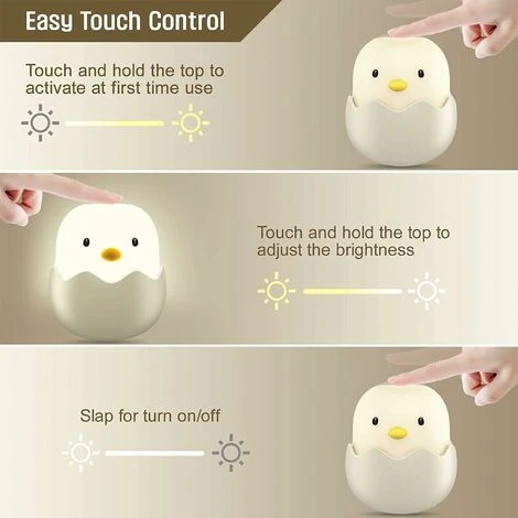 LED Child Night Light, Baby Night Light Eggshell Chicken Emotion Night Light USB Rechargeable Silicone Night Light Lamp With Touch Control 3 LED Child Night Light, Baby Night Light Eggshell Chicken Emotion Night Light USB Rechargeable Silicone Night Light Lamp With Touch Control - Image 3