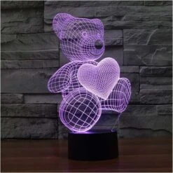 Kids Night Light LED 3D Bear Lamp, Kids Bedside Lamp 7 Colors Changing Mood Lamp For Living Room Bedroom