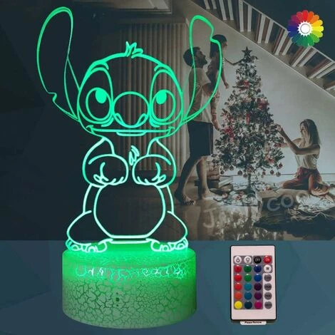 Lilo & Stitch Lamp, 3D Cartoon Princess Night Light USB Bedroom Bedside Lamp Multicolor Remote Control Illusion Desk Lamp Sweet Girl Nursery Decor (Crack Cute Stitch) 1 Lilo & Stitch Lamp, 3D Cartoon Princess Night Light USB Bedroom Bedside Lamp Multicolor Remote Control Illusion Desk Lamp Sweet Girl Nursery Decor (Crack Cute Stitch)