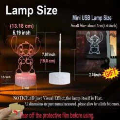 Lilo & Stitch Lamp, 3D Cartoon Princess Night Light USB Bedroom Bedside Lamp Multicolor Remote Control Illusion Desk Lamp Sweet Girl Nursery Decor (Crack Cute Stitch) 8 Lilo & Stitch Lamp, 3D Cartoon Princess Night Light USB Bedroom Bedside Lamp Multicolor Remote Control Illusion Desk Lamp Sweet Girl Nursery Decor (Crack Cute Stitch) -Home Lighting 50877184 4