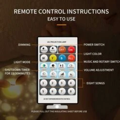 Starry Projector Lamp With Remote Control, Cute Elf Projection With Rotating Timer And Built-in Remote Control 8 Songs USB Charging Gifts For Boys, Girls (Gray) -Home Lighting 51791912 5