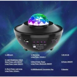 LED Starry Sky Projector Ocean Wave Projector With Remote Control / Bluetooth 5.0 / 360 ° Rotation / 3 Brightness Levels Best Gifts For Christmas Easter Party -Home Lighting 51794097 5