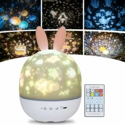 LangRay Children's Night Light Star Lamp Projector, 360 ° Musical Rotation Night Light + Timer + Remote Control + 6 Colors, LED Baby Starry Sky Night Light For Birthday, Christmas [Energy Class A ++]
