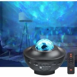 LED Projector Lights - Ocean Wave Star Sky Night Light With Music Speaker,Sound Sensor,Remote Control,360°Rotating Sleep Soothing Color Changing Lamp For Stage Bedroom Wedding Christmas