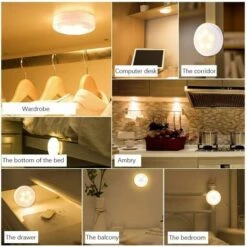 LITZEE Under Cabinet Lighting， 6pcs LED Cabinet Lights Dimmable Puck Lights 13 Colours 4 Dynamic Modes Night Light Battery Operated Stairs Light With Remote Control Adhesive -Home Lighting 53108571 3