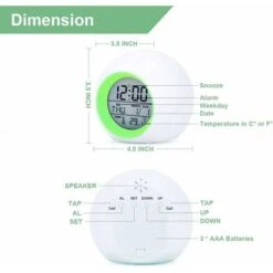 Kids Digital Alarm Clock, 7 Color Night Light, Snooze, Temperature Detect, Students To Wake Up At Bedroom, Bedside, Batteries Operated -Home Lighting 55862003 3