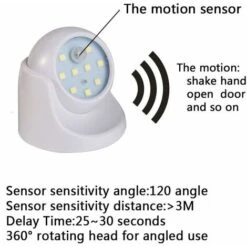 Wireless Motion Sensor Light 9 LED Induction Night Lights 360 Degree Rotation Corridor Wall Lamp 3 Modes Auto On Off 3 AAA Battery Powered Security Closet Hallway Light,White 7 Wireless Motion Sensor Light 9 LED Induction Night Lights 360 Degree Rotation Corridor Wall Lamp 3 Modes Auto On Off 3 AAA Battery Powered Security Closet Hallway Light,White -Home Lighting 55863893 3