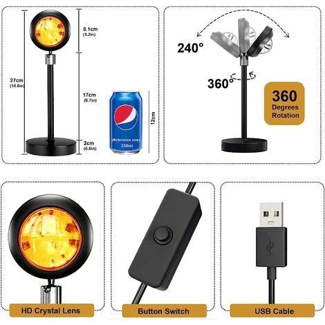 Sunset Lamp, Home Decor Projector Light With 16 Colors 4 Modes, Color Changing Lamp Sunlight Project 2 Sunset Lamp, Home Decor Projector Light With 16 Colors 4 Modes, Color Changing Lamp Sunlight Project - Image 2