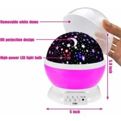 Multiple Colors 360 Degree Rotation Star Projector Night Lights For Kids-Purple -Home Lighting 58510629 3