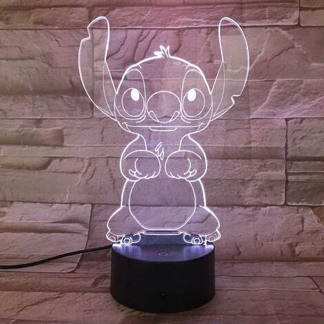 Cartoon Stitch 3D Lamp Bedroom Table Night Light Acrylic Panel USB Cable 7 Colors Change Touch Base Lamp Kids Gift 2 Cartoon Stitch 3D Lamp Bedroom Table Night Light Acrylic Panel USB Cable 7 Colors Change Touch Base Lamp Kids Gift - Image 2