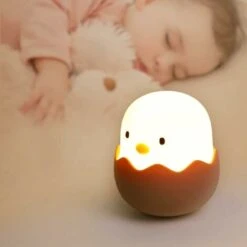 Children's LED Night Light, Portable USB Rechargeable Night Lamp, Dimmable, Silicone Bedside Lamp For Baby Room, Bedroom, Reading, Sleeping Nursery Chick Night Light For Kids (ColdWhite)