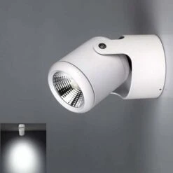 7W White LED Wall Light (Cool White) For Bedroom With 180° Adjustable Spotlight Head. LED Single Spotlight Accessories For Kitchens. (COB)