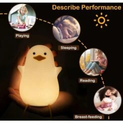 Baby Duck Night Light, Kids LED Night Light, Baby Room Decor, Seagull Bedside Lamp, Dimmable USB Silicone Kids Lamp, Warm Sleep Light -Home Lighting 63602854 4