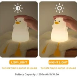Baby Duck Night Light, Kids LED Night Light, Baby Room Decor, Seagull Bedside Lamp, Dimmable USB Silicone Kids Lamp, Warm Sleep Light -Home Lighting 63602854 5