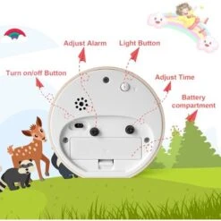 Non-Ticking Alarm Clock For Kids, Kids Alarm Clock With Night Light, Bedroom, Bedside, Cute Drawing, Battery Powered (Pink) -Home Lighting 67925058 4