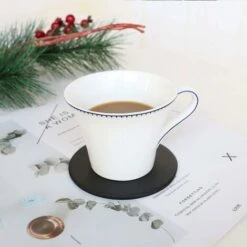 PU Leather Black Coasters Set Of 6 With Holder For Drinking Glass Family Coasters Set -Home Lighting 68091094 5