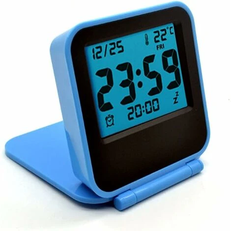 Mini Small Digital Travel Alarm Clocks With LCD Night Light,Battery Operated Travel Clock,Portable Folding Mini Pocket Temperature Clock For Outdoor Kids Bed Desk Table Cruise Camper(Blue) 1 Mini Small Digital Travel Alarm Clocks With LCD Night Light,Battery Operated Travel Clock,Portable Folding Mini Pocket Temperature Clock For Outdoor Kids Bed Desk Table Cruise Camper(Blue)