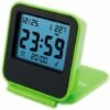 Small Digital Travel Alarm Clocks,Battery Operated Travel Clock With LCD Night Light,Portable Folding Mini Pocket Temperature Clock For Outdoor Kids Bed Desk Table Cruise Camper（Green）