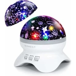 Night Light For Kids, 2 In 1 Baby Night Light - Space And Ocean Themes Projector 360 Degree Rotation Star Projector - 4 LED Bulbs 9 Light Color Changing, Gifts For Children Bedroom Birthday Party