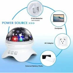 Night Light For Kids, 2 In 1 Baby Night Light - Space And Ocean Themes Projector 360 Degree Rotation Star Projector - 4 LED Bulbs 9 Light Color Changing, Gifts For Children Bedroom Birthday Party -Home Lighting 68107960 5