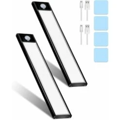 Two Sensor Rechargeable LED Closet Lights, 31 LEDs 20cm With Induction Lamp 3 Modes Rechargeable USB Cordless LED Night Lights For Stairs, Cabinets, Kitchens, Hallways(White)