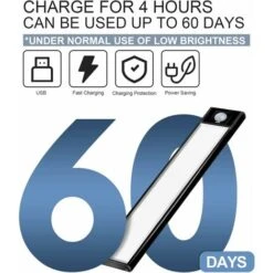 Two Sensor Rechargeable LED Closet Lights, 31 LEDs 20cm With Induction Lamp 3 Modes Rechargeable USB Cordless LED Night Lights For Stairs, Cabinets, Kitchens, Hallways(White) -Home Lighting 68264641 5