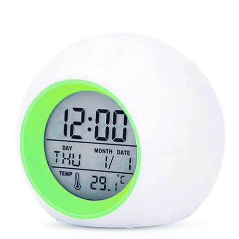 Kids Digital Alarm Clock, 7 Color Night Light, Snooze, Temperature Detect For Toddler, Children Boys And Girls, Students To Wake Up At Bedroom, Bedside, Batteries Operated Green 2 Kids Digital Alarm Clock, 7 Color Night Light, Snooze, Temperature Detect For Toddler, Children Boys And Girls, Students To Wake Up At Bedroom, Bedside, Batteries Operated Green - Image 2