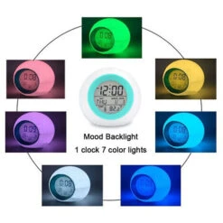 Kids Digital Alarm Clock, 7 Color Night Light, Snooze, Temperature Detect For Toddler, Children Boys And Girls, Students To Wake Up At Bedroom, Bedside, Batteries Operated Blue -Home Lighting 69505768 3