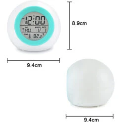 Kids Digital Alarm Clock, 7 Color Night Light, Snooze, Temperature Detect For Toddler, Children Boys And Girls, Students To Wake Up At Bedroom, Bedside, Batteries Operated Blue -Home Lighting 69505768 4