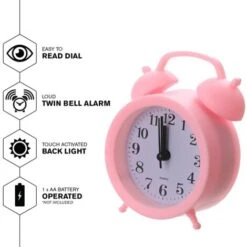Twin Bell Alarm Clock Pink -Home Lighting 69505782 3
