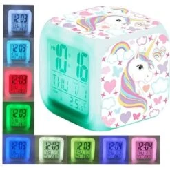 Wake Up Light Light Alarm Clock, 8 Natural Sounds Children's Day Gift For Kids Girls Hours Digital Clock Light, One Tap Control, Bedside Clock With Date, Temperature