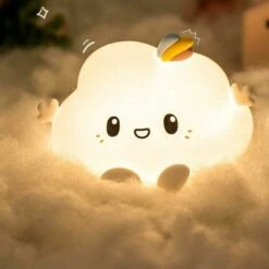 Children's Night Light, LED Baby Night Light Electric Plug Light, Cloud Light Night Light USB Rechargeable Touch Adult Girl Boy, Portable Night Lamp Children's Bedside, Silicone Lamp 7 ColorsCute Gift