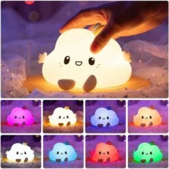 Children's Night Light, LED Baby Night Light Electric Plug Light, Cloud Light Night Light USB Rechargeable Touch Adult Girl Boy, Portable Night Lamp Children's Bedside, Silicone Lamp 7 ColorsCute Gift -Home Lighting 69508657 3