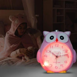 GDRHVFD Kids Alarm Clock No Ticking Kids Clock With Night Light, Snooze Function For Bedroom With Soft Yellow Night Light And Acoustic Alarm Clock For Kids -Home Lighting 71327425 3