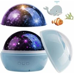 Kids Night Light Rotating Projection Star Night Light 8 Color Modes Baby Projection Lamp For Birthday Christmas Party - White