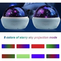 Kids Night Light Rotating Projection Star Night Light 8 Color Modes Baby Projection Lamp For Birthday Christmas Party - White -Home Lighting 72507113 3